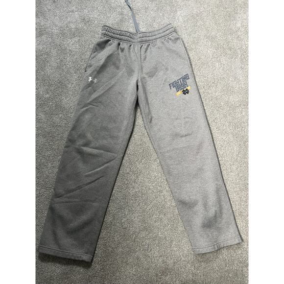 Under Armour Notre Dame Sweatpants Mens Medium Gray Loose Activewear Lounge - Picture 1 of 8
